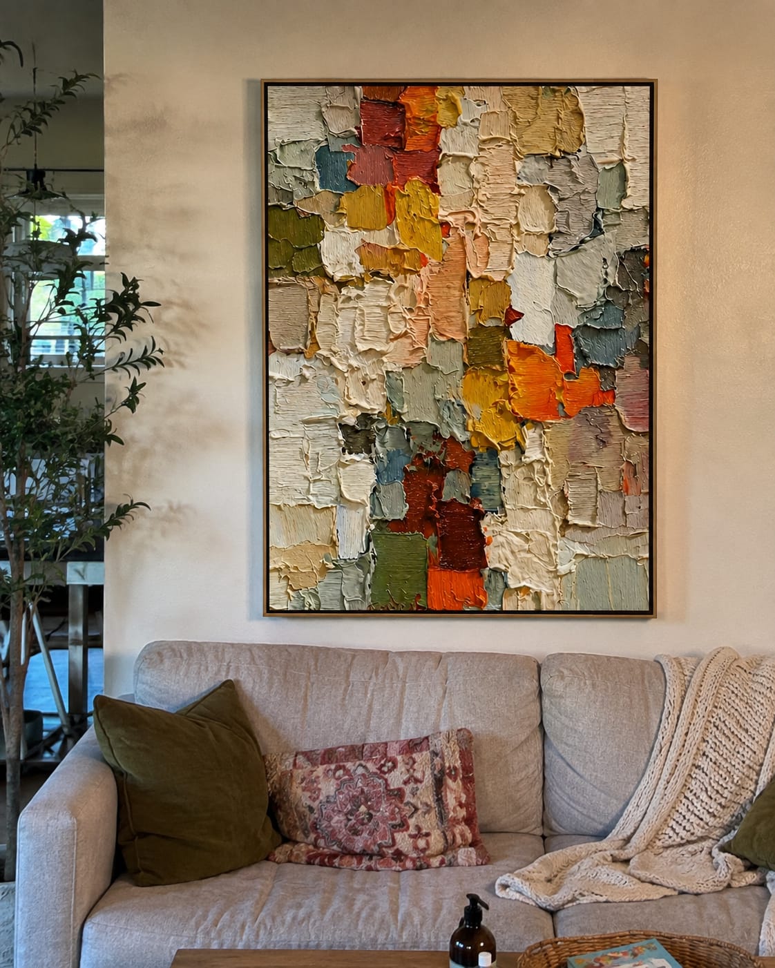 Customer photo review of Mosaic Rhythm-Color Block Textured Abstract Painting