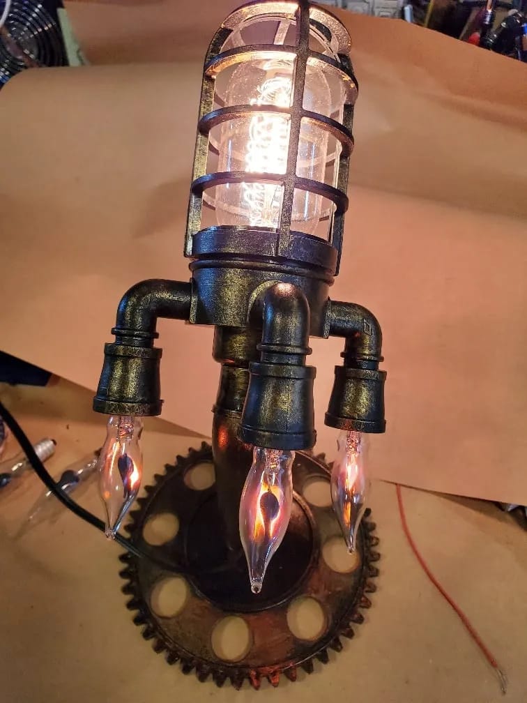 Customer photo review of Steampunk Rocket Lamp