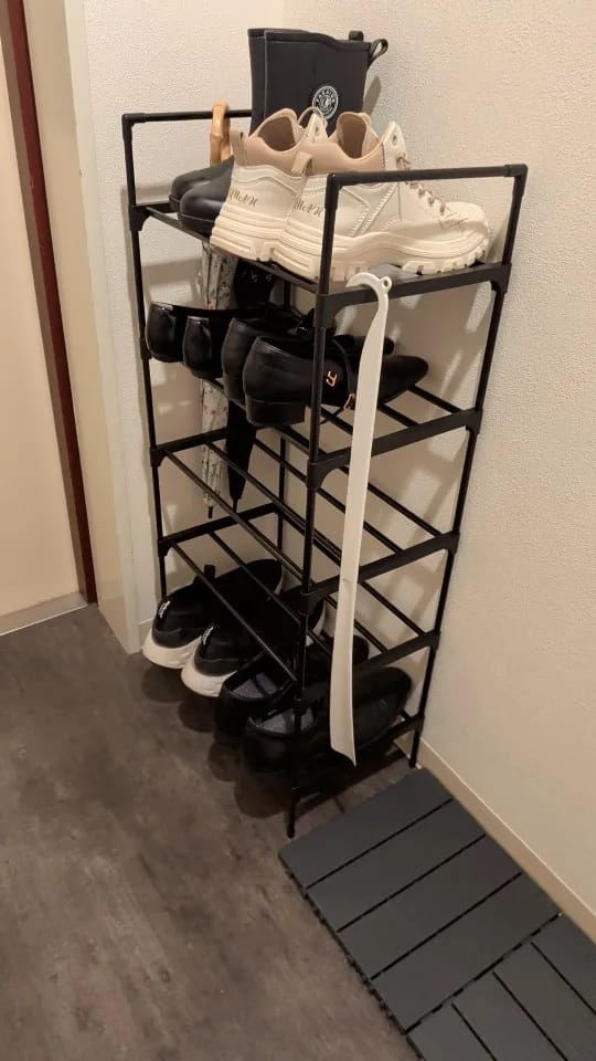 Customer photo review of Adjustable Multi-Tier Metal Shoe Rack for Entryway Storage