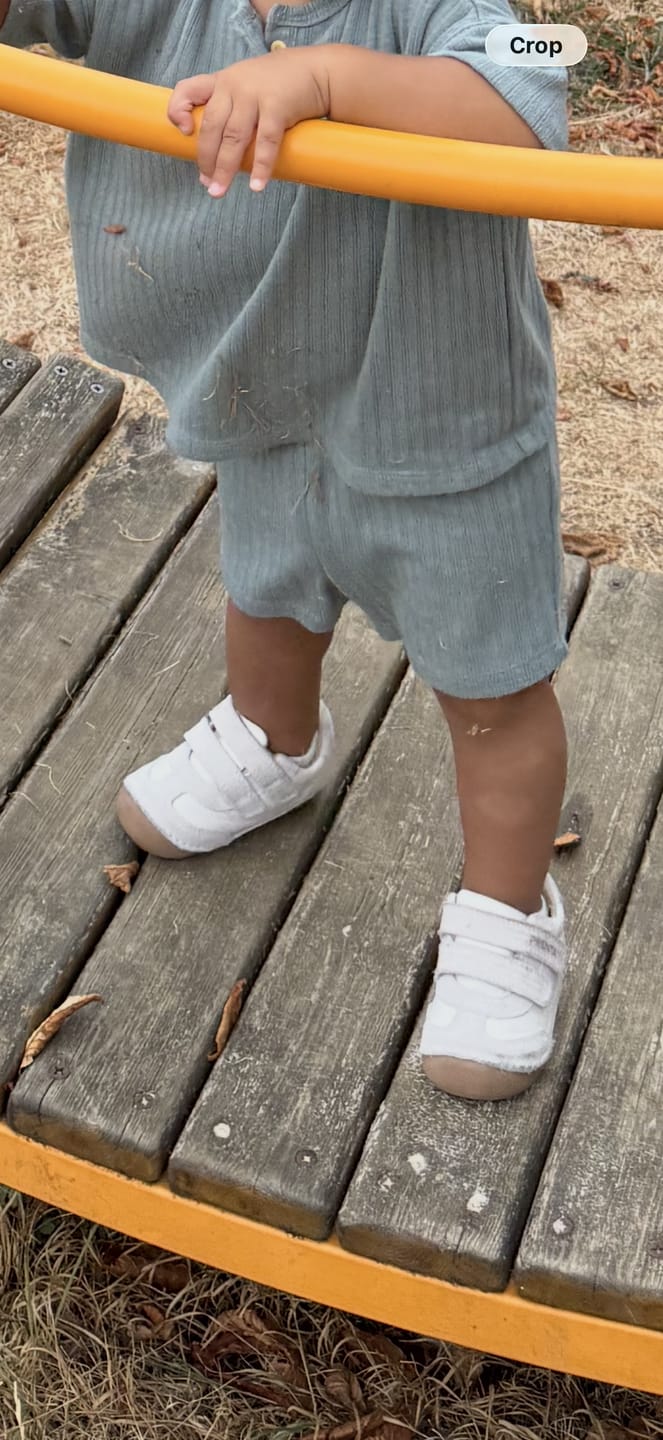Customer photo review of Rocket White Leather First Walker Trainer