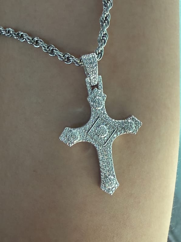 Customer photo review of VVS Moissanite Drip Cross Pendant 925 Silver