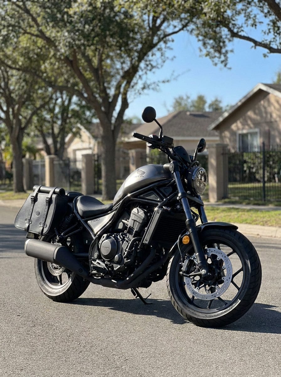 Customer photo review of 30L - SpiritBlade Roll-Top Large Honda Rebel 1100 CMX1100 Motorcycle Leather Saddlebags