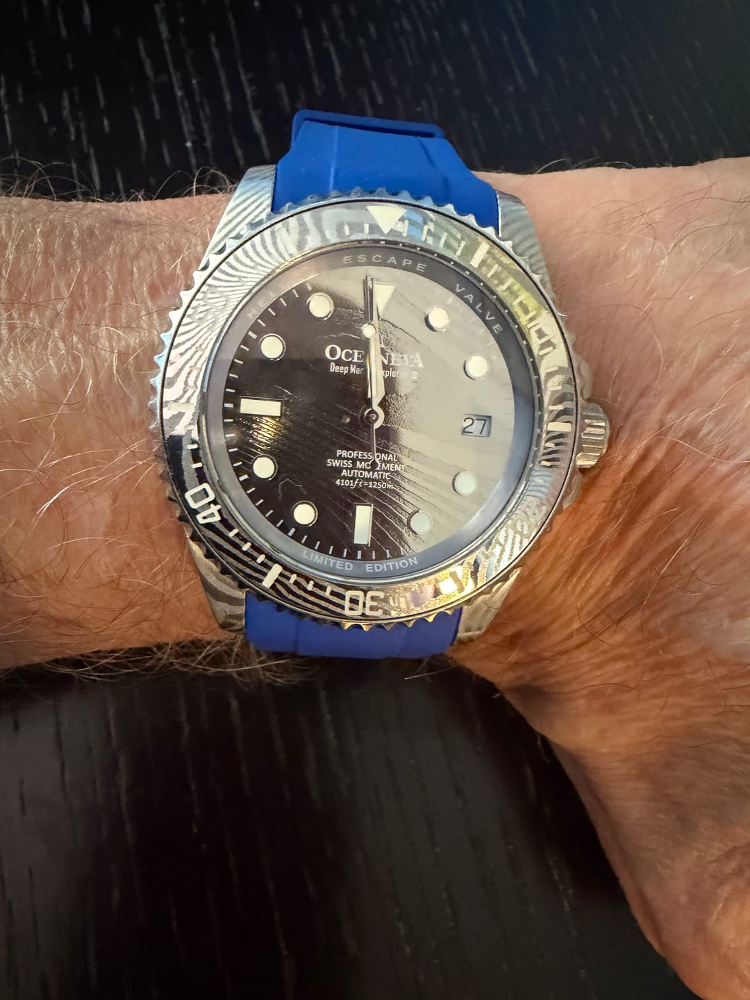 Customer photo review of FKM Black Rubber Strap - DAMASCUS Steel Buckle