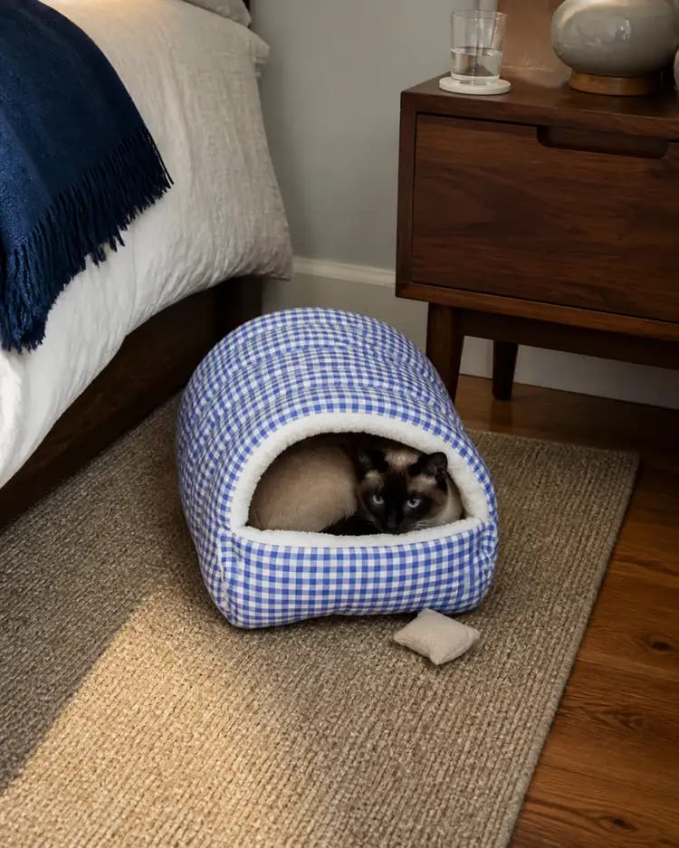 Customer photo review of Cozy Cave Pet Bed for Security & Warmth