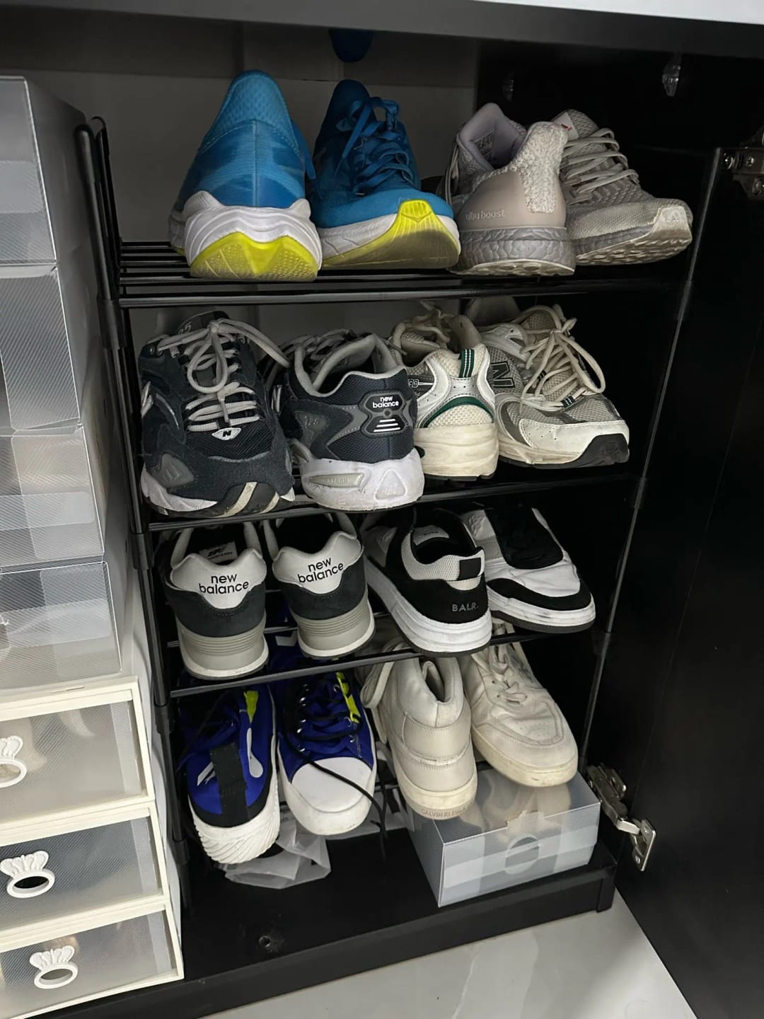 Customer photo review of Two-to-Four-Tier Shoe Rack with Elevated Storage Shelves