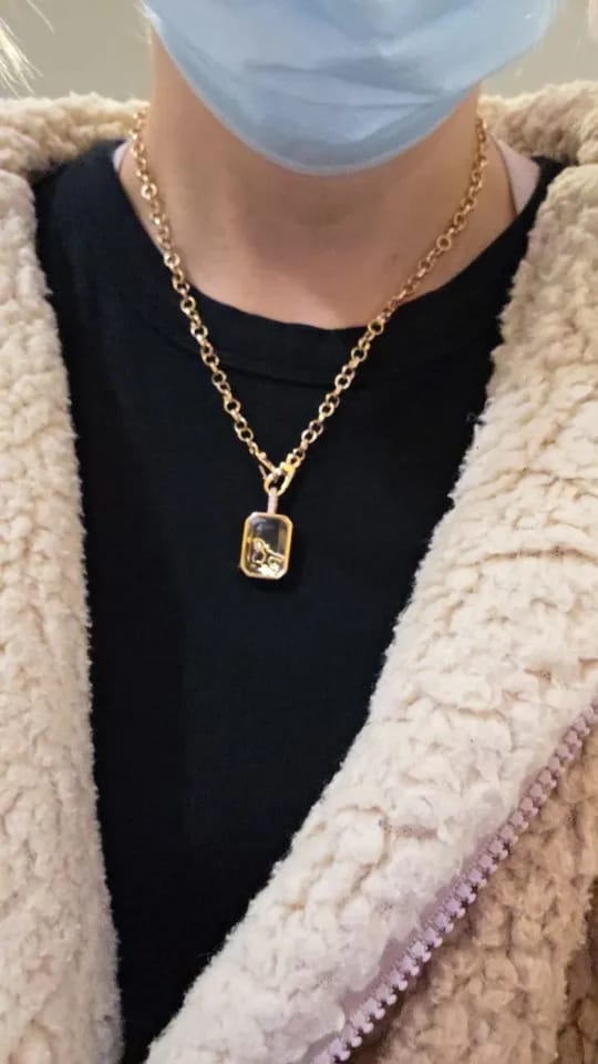 Customer photo review of 18k Gold-Plated Heart Locket Necklace