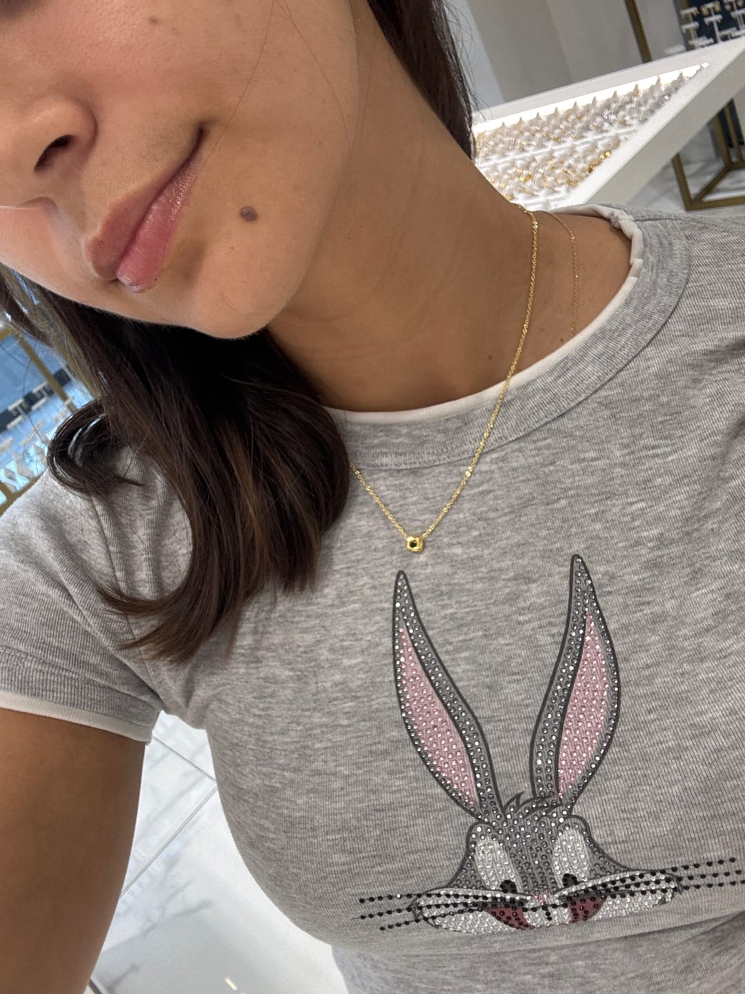 Customer photo review of Collar Birthstone Cuadrado Dorado