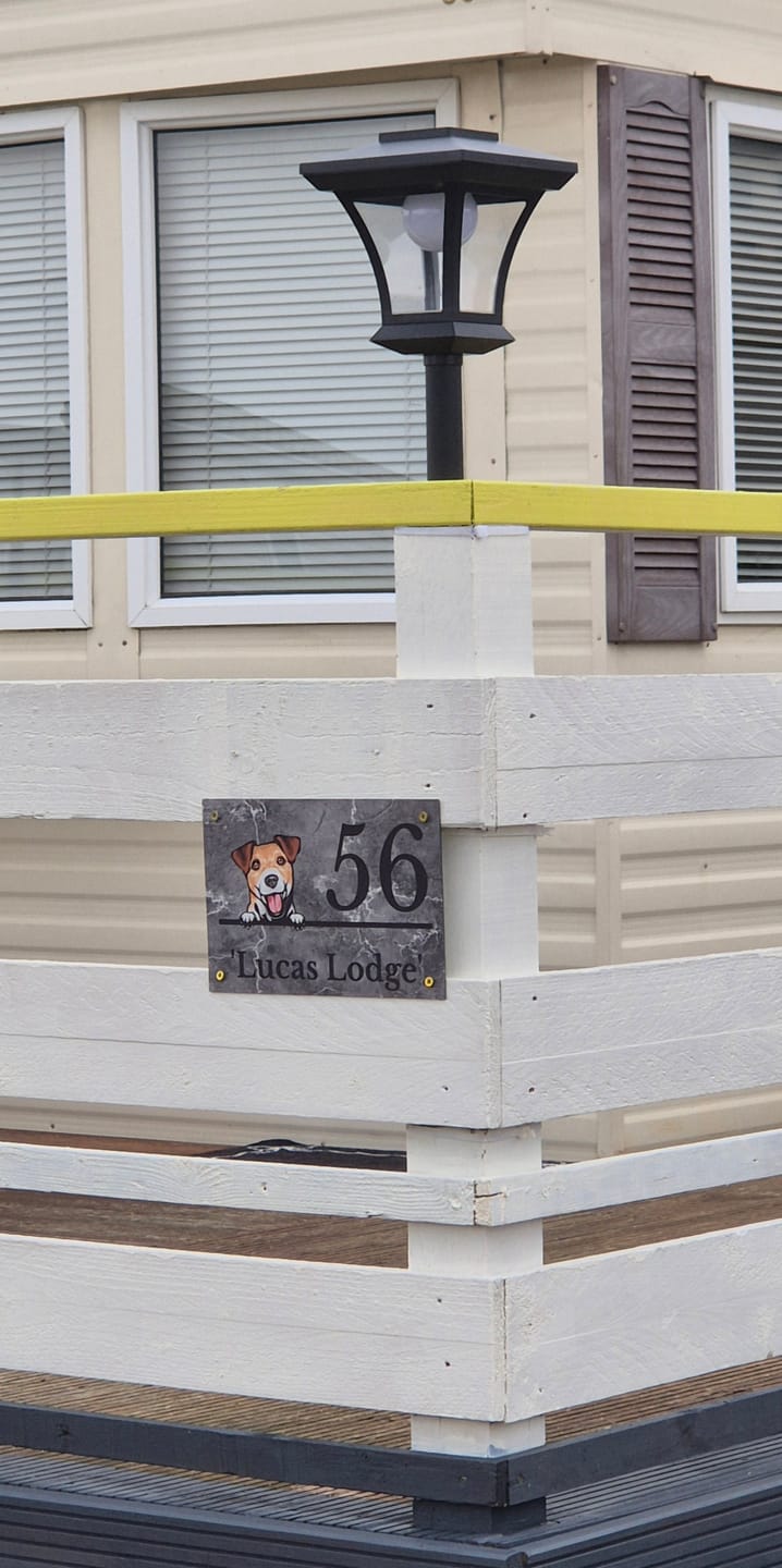 Customer photo review of House number marble look - Personalised Door Sign