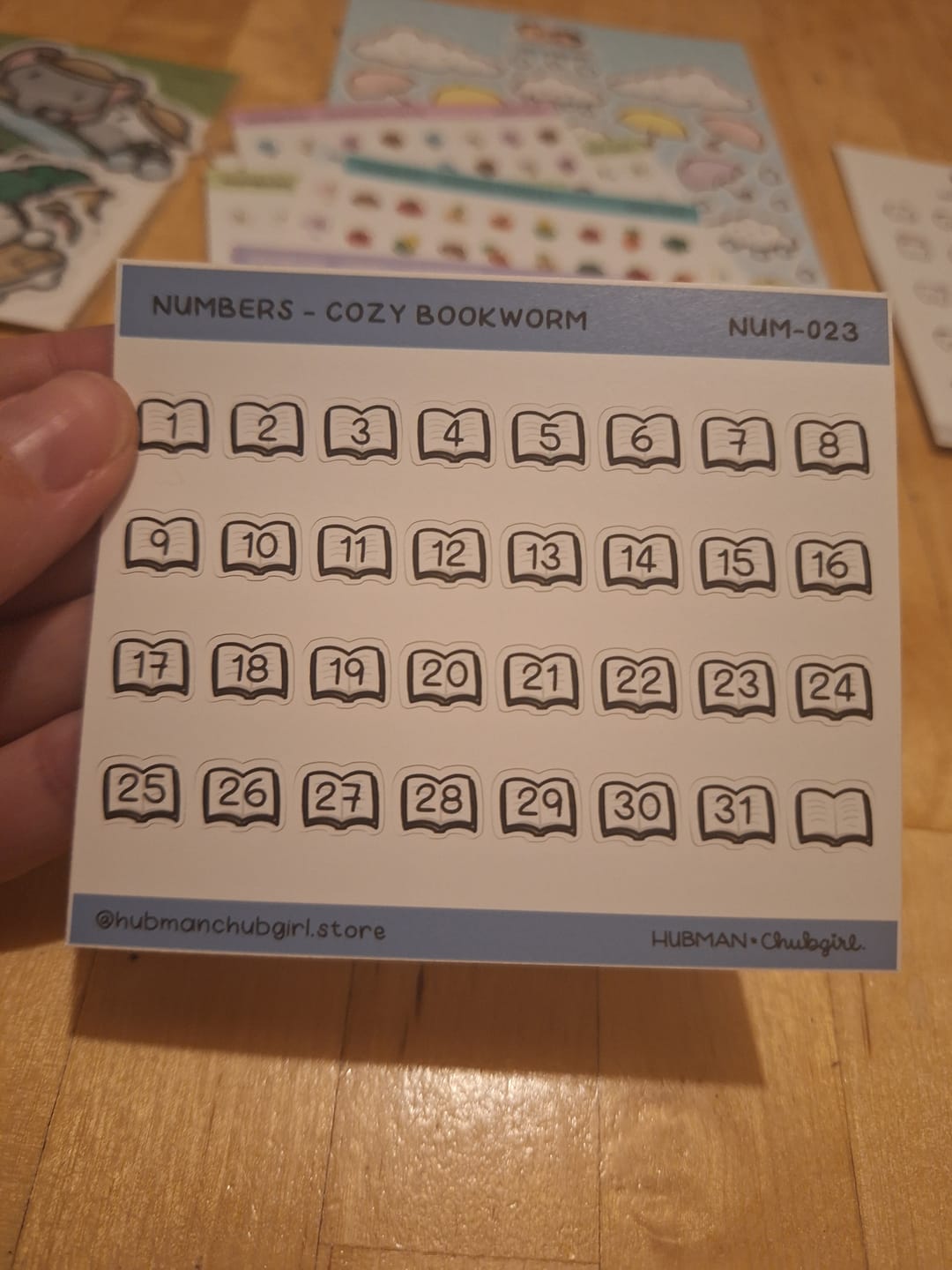 Customer photo review of Numbers - Cozy Bookworm Planner Stickers
