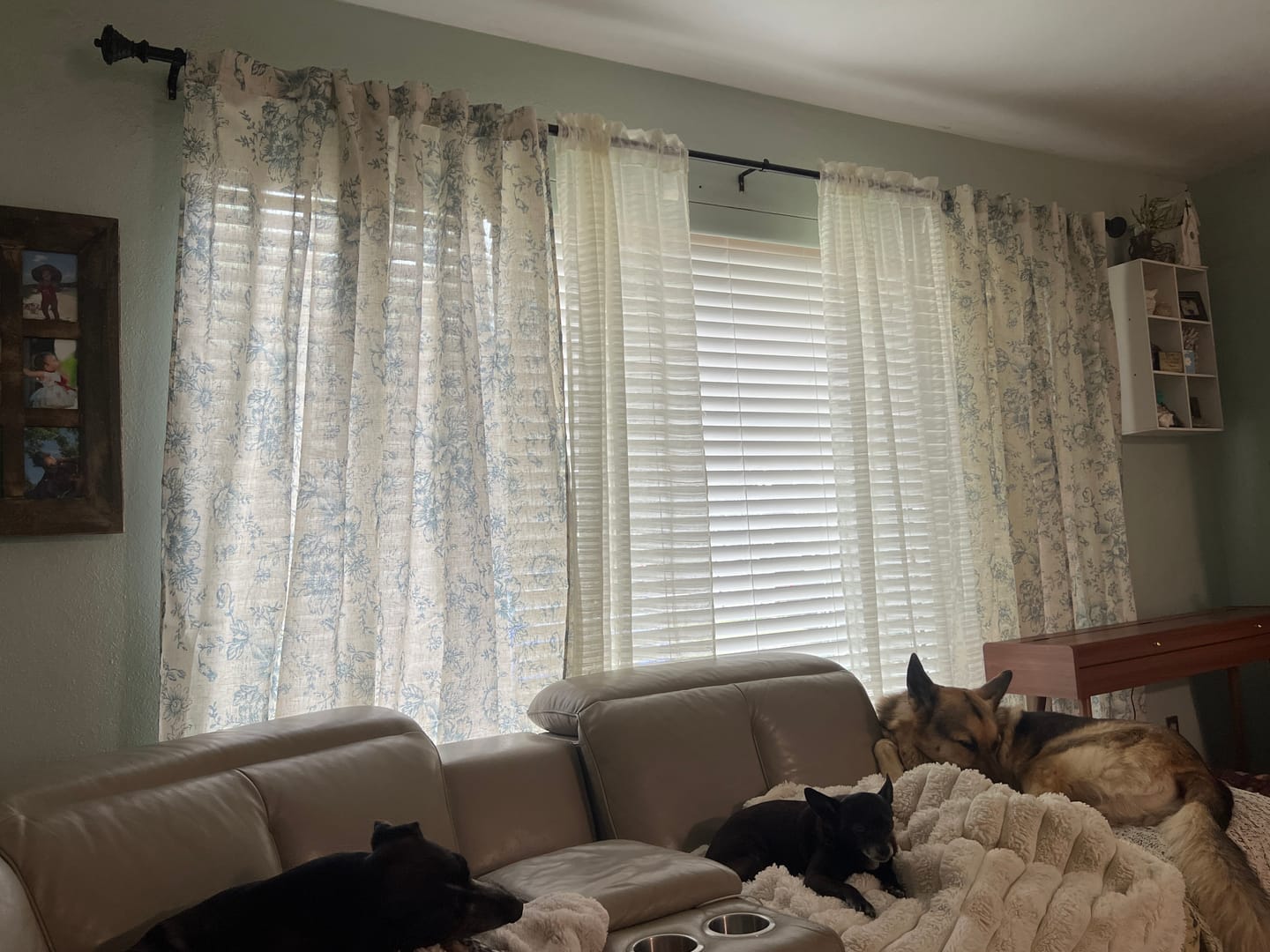 Customer photo review of Peony Print Linen Blend 3-in-1 Curtains (2 Panels)