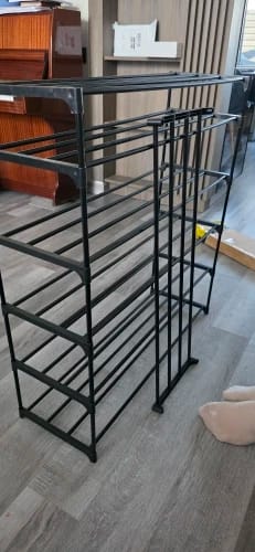 Customer photo review of Adjustable Multi-Tier Metal Shoe Rack for Entryway Storage
