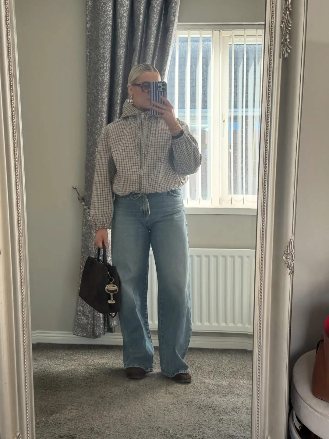 Customer photo review of Daniela Plaid Hooded Cropped Jacket