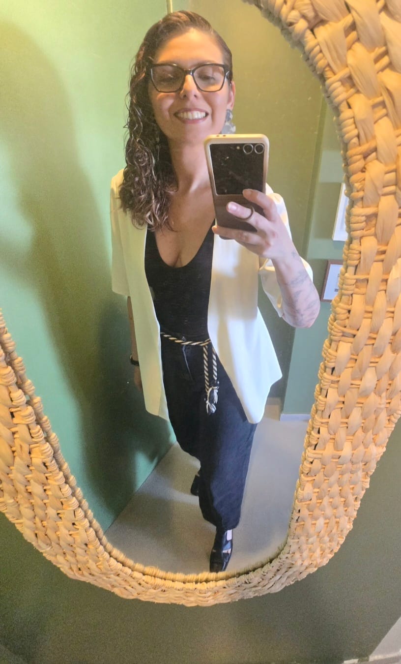 Customer photo review of Calça Jeans Balloon Baobá Preta