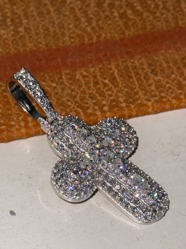 Customer photo review of Marquise Stone Iced Out VVS Moissanite Cross Pendant