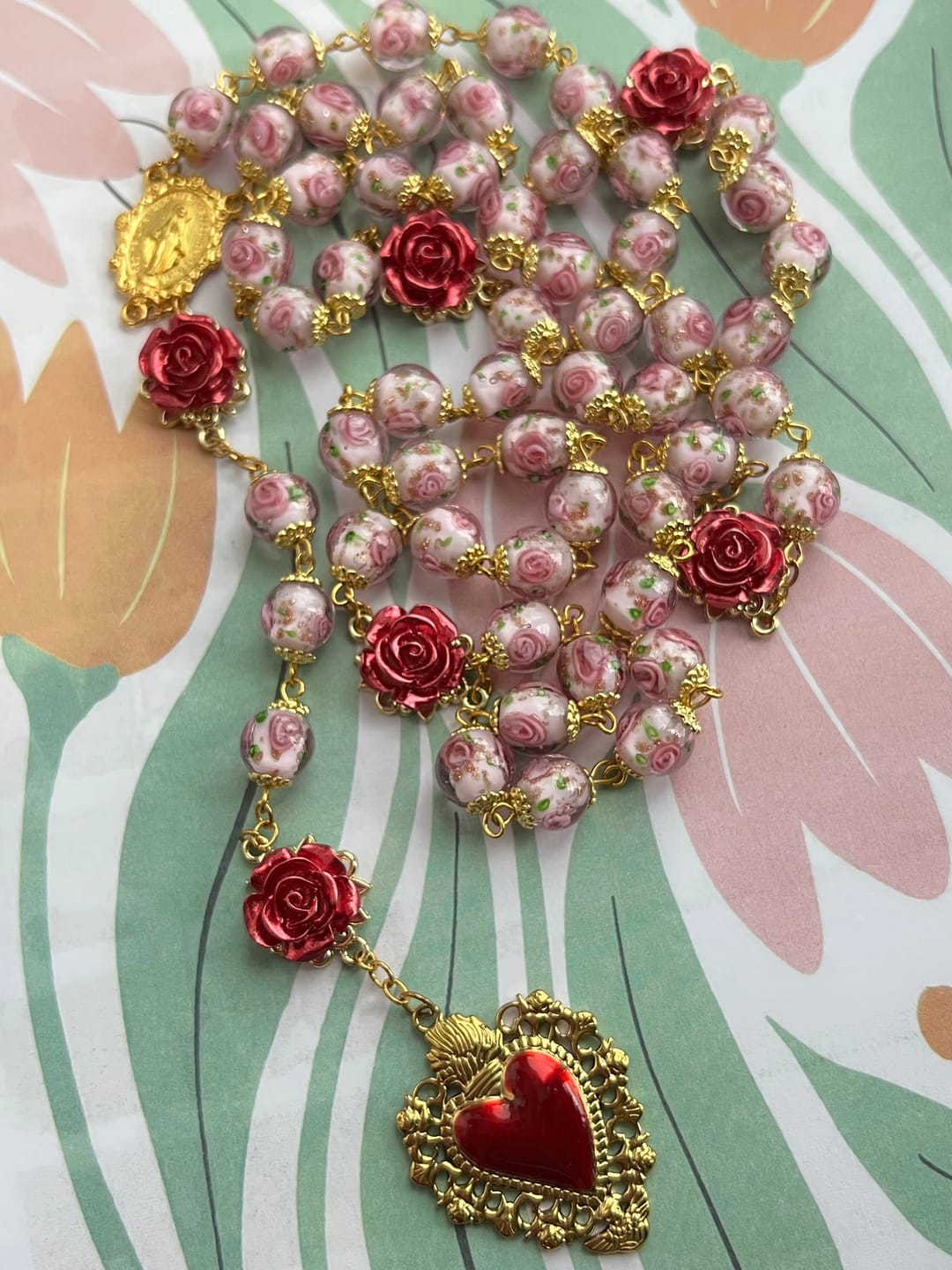 Customer photo review of SolaceBeads Handmade Floral Glass Rosary : Lampworkbeads Beads with Rose, Crafted With Devout Spirit