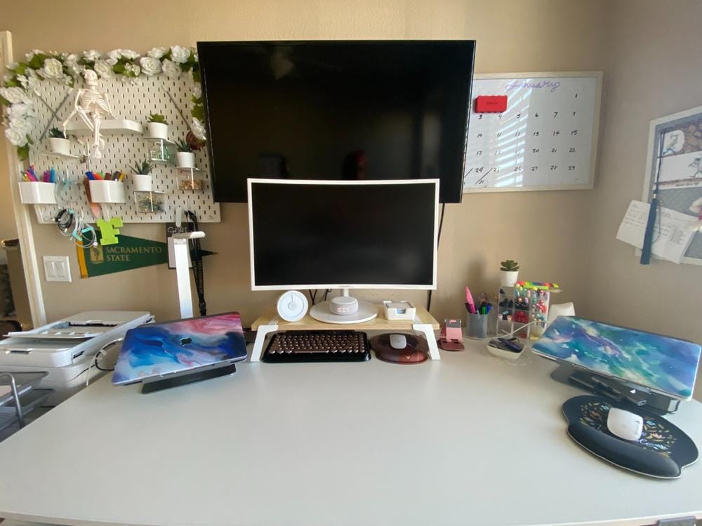 Customer photo review of Raise® Monitor Stand - USA-Made, Lifetime Warranty, Eco-Friendly Desk Shelf