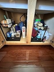 Customer photo review of 2-Tier Under Sink Organizer — Pull-Out Cabinet Drawer for Kitchen, 10.7"W Black Steel