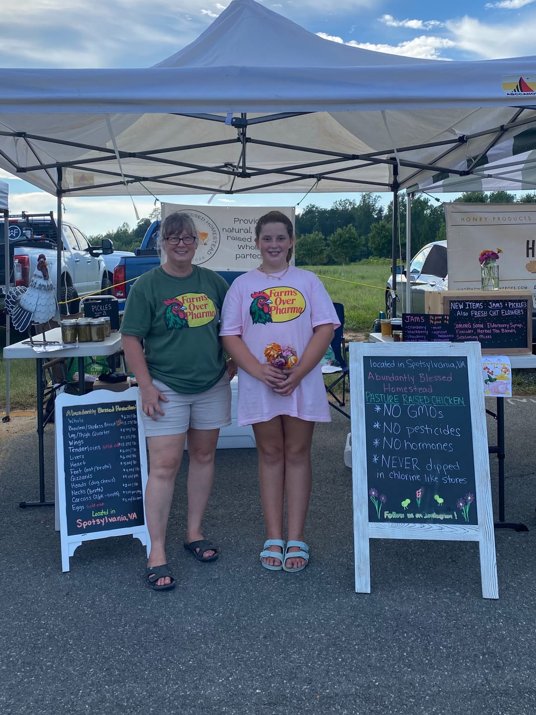 Customer photo review of Farms Over Pharma® (Rooster) T-Shirt (Army)