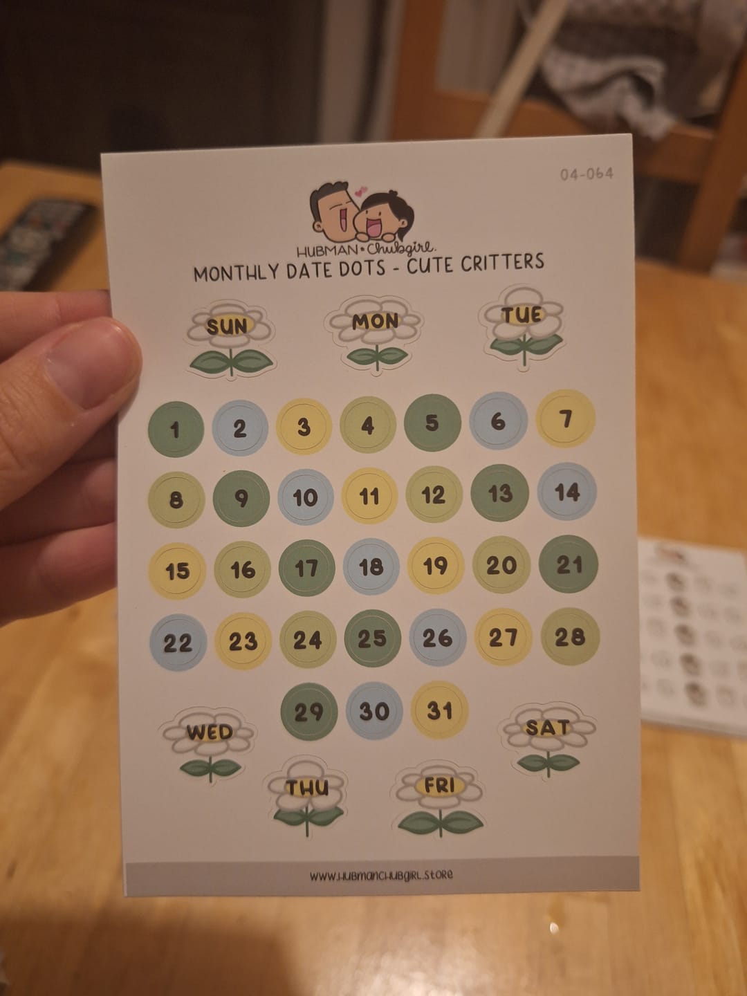 Customer photo review of Monthly Date Dots - Cute Critters Planner Stickers