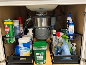 Customer photo review of 2-Tier Under Sink Organizer — Pull-Out Cabinet Drawer for Kitchen, 10.7"W Black Steel
