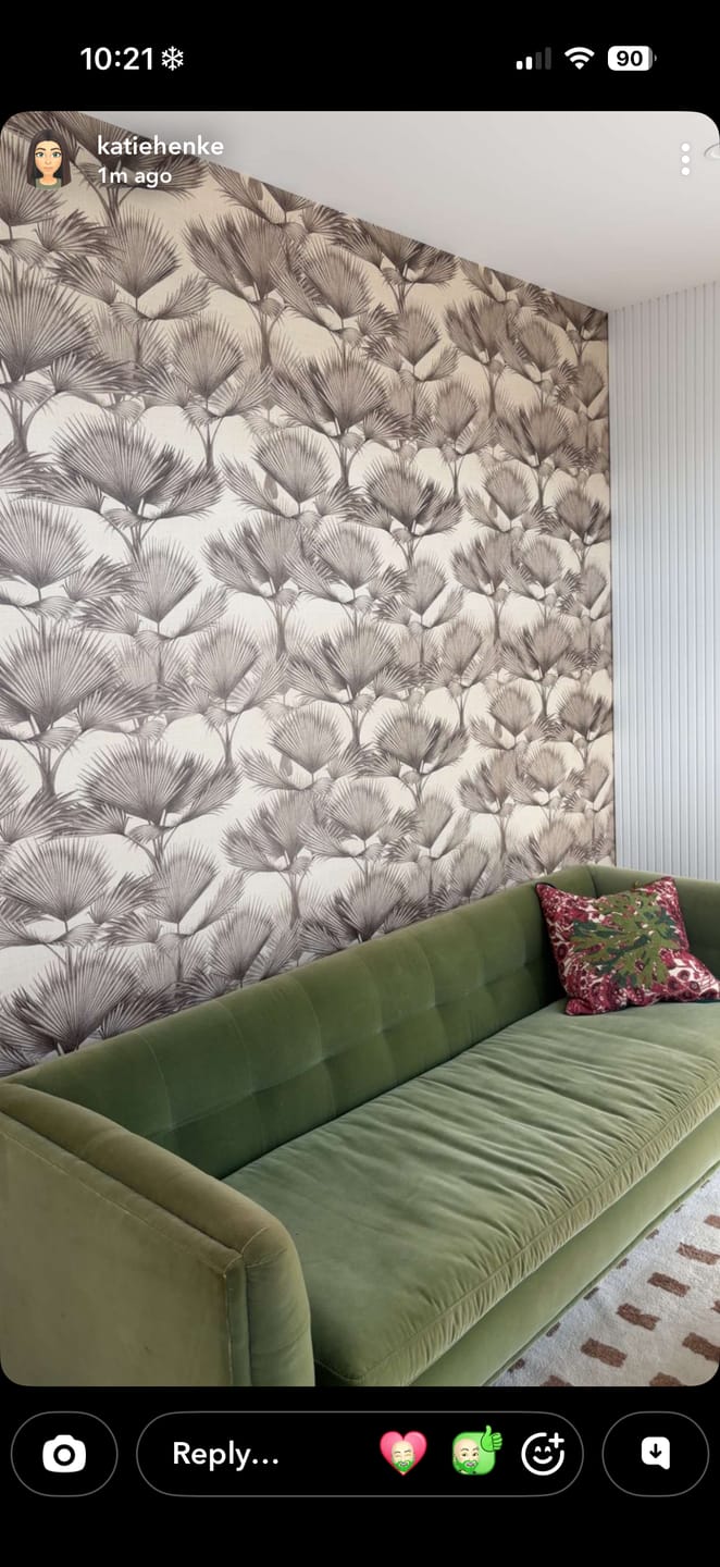 Customer photo review of Luxe Fan Palm In Ink Wallpaper