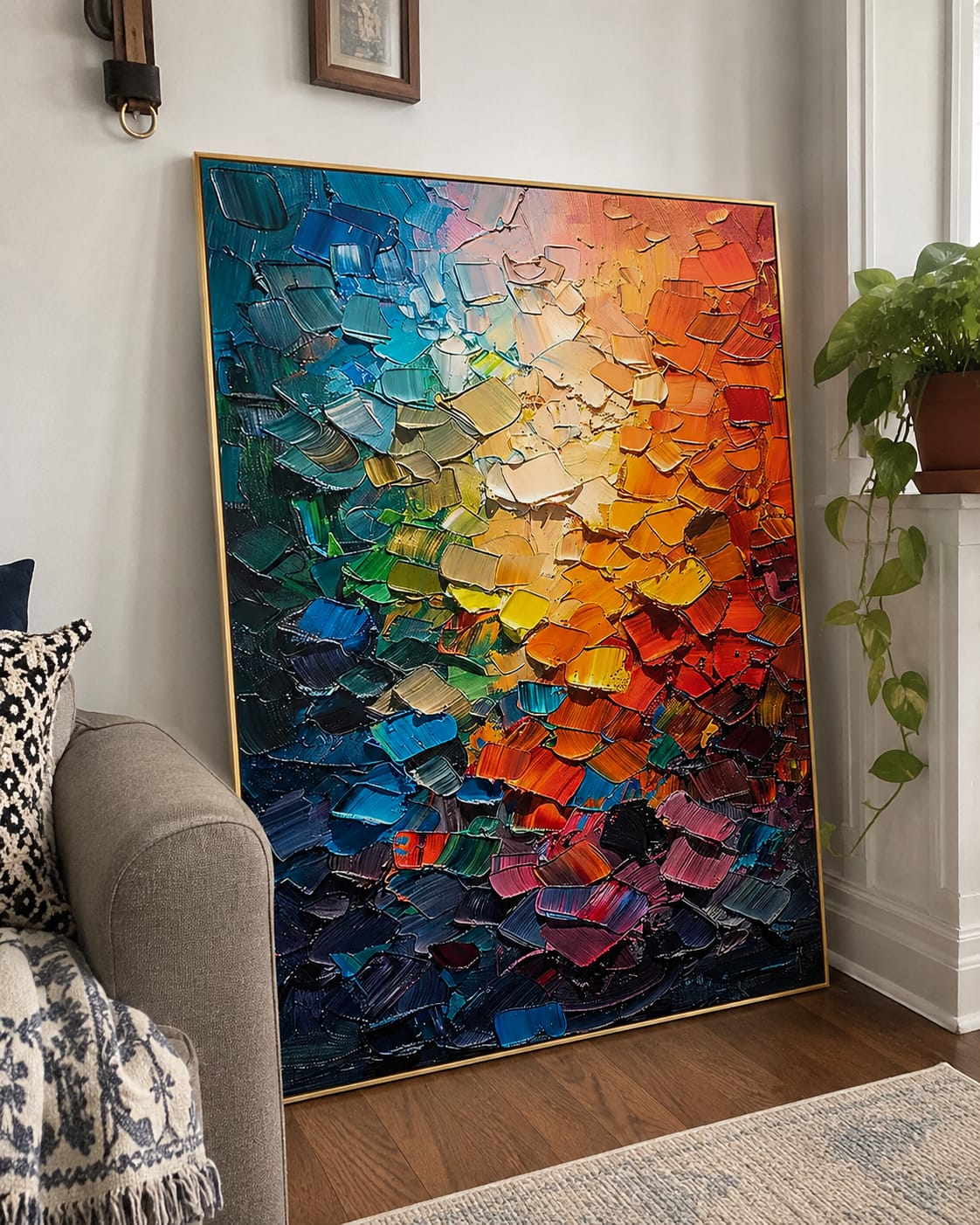 Customer photo review of Chromatic Cascade-Colorful Impasto Abstract Painting