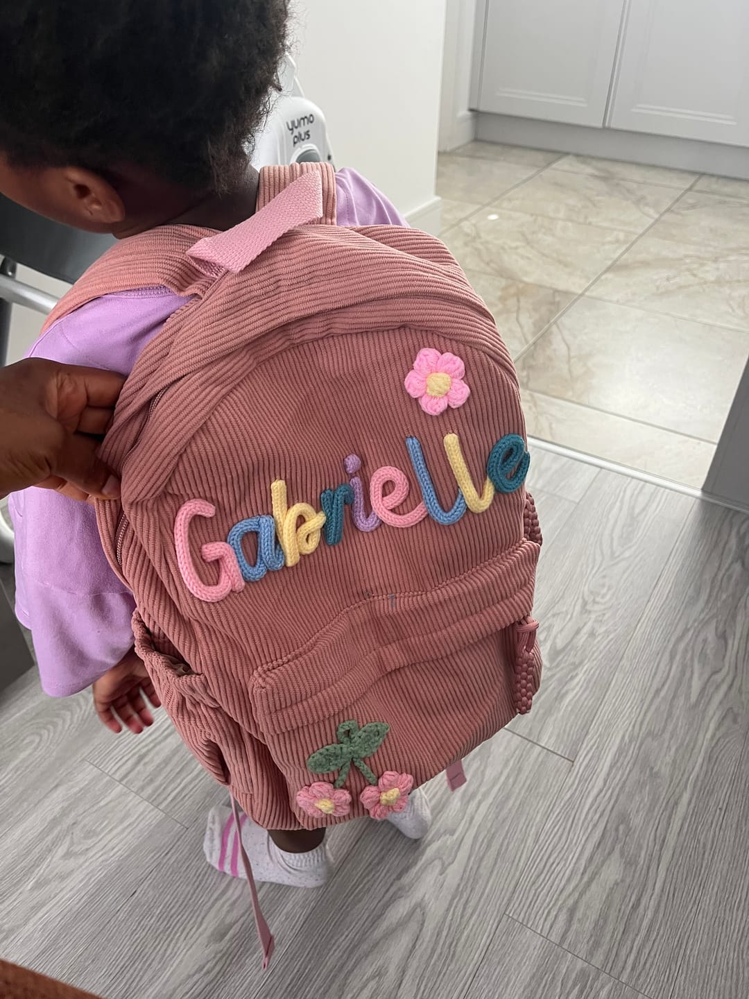 Customer photo review of K&C - Personalized Knitted Backpack