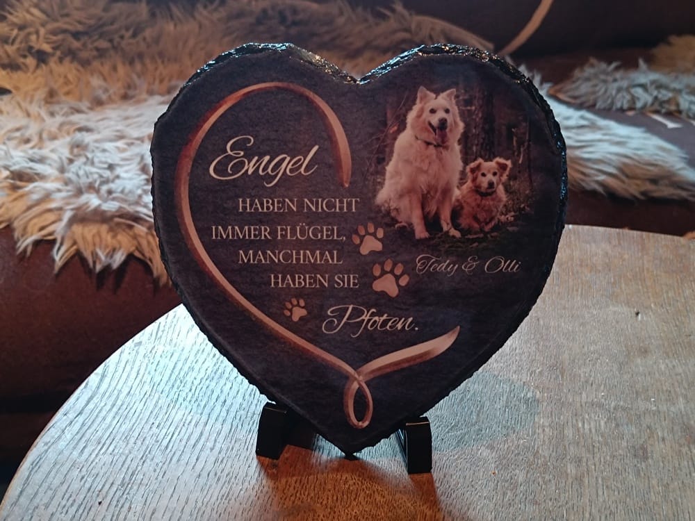 Customer photo review of Personalisiertes Schieferherz - Engel haben Pfoten
