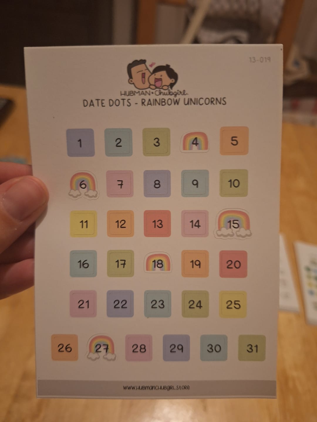 Customer photo review of Date Dots - Rainbow Unicorns Planner Stickers