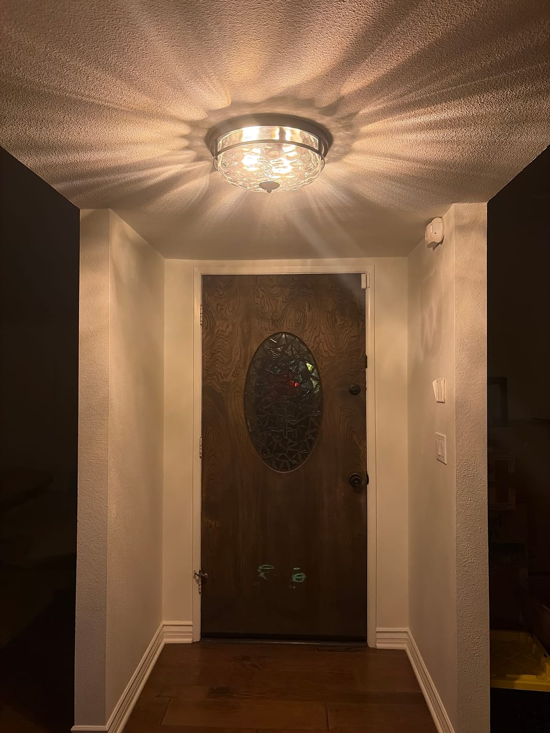 Customer photo review of 2-Light Water Glass Round Flush Mount Ceiling Light
