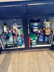 Customer photo review of 2-Tier Under Sink Organizer — Pull-Out Cabinet Drawer for Kitchen, 10.7"W Black Steel