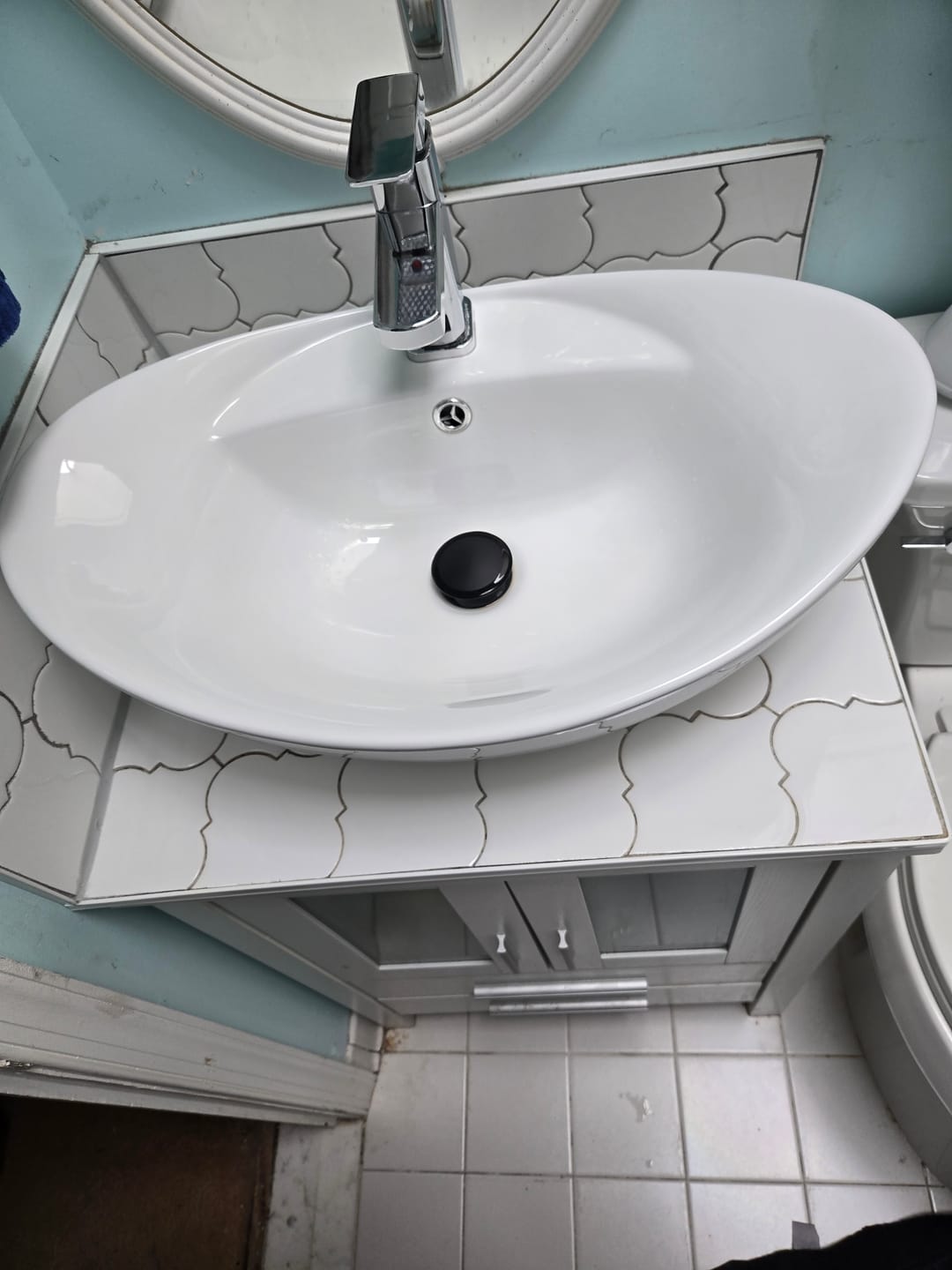 Customer photo review of Modern Bathroom Sink Solid Color Porcelain Vessel Bathroom Sink