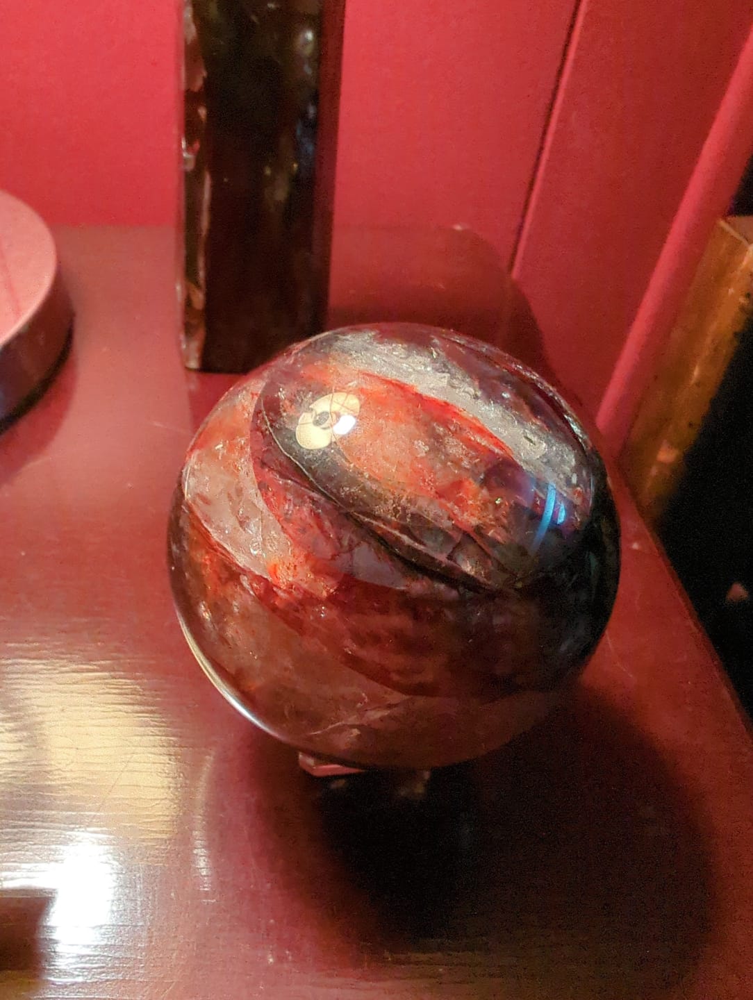 Customer photo review of Unique,Natural Warm Fire Quartz Crystal Sphere