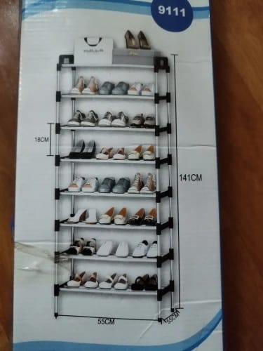 Customer photo review of Three-to-Seven-Tier Black Shoe Rack with Assembly Hammer