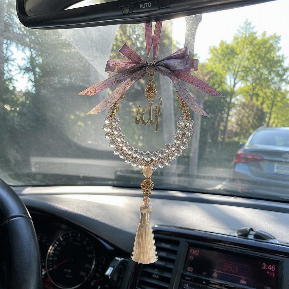 Customer photo review of HilalHaven Lunar Wreath Allah Grace Minimalist Crystal Handcrafted Car Pendant