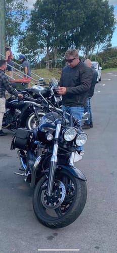 Customer photo review of 'ol Bobber' | Classic Leather Motorbike Jacket | Distressed Charcoal Brown Full Grain Leather