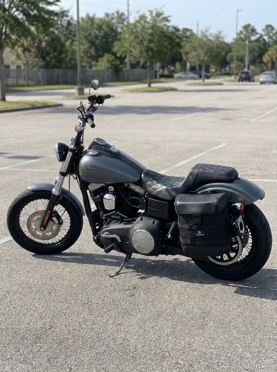 Customer photo review of 15L - Incognito Quick Mount Medium Solo Motorcycle Saddlebag (Left Only) for Harley Dyna Street Bob FXDB/I