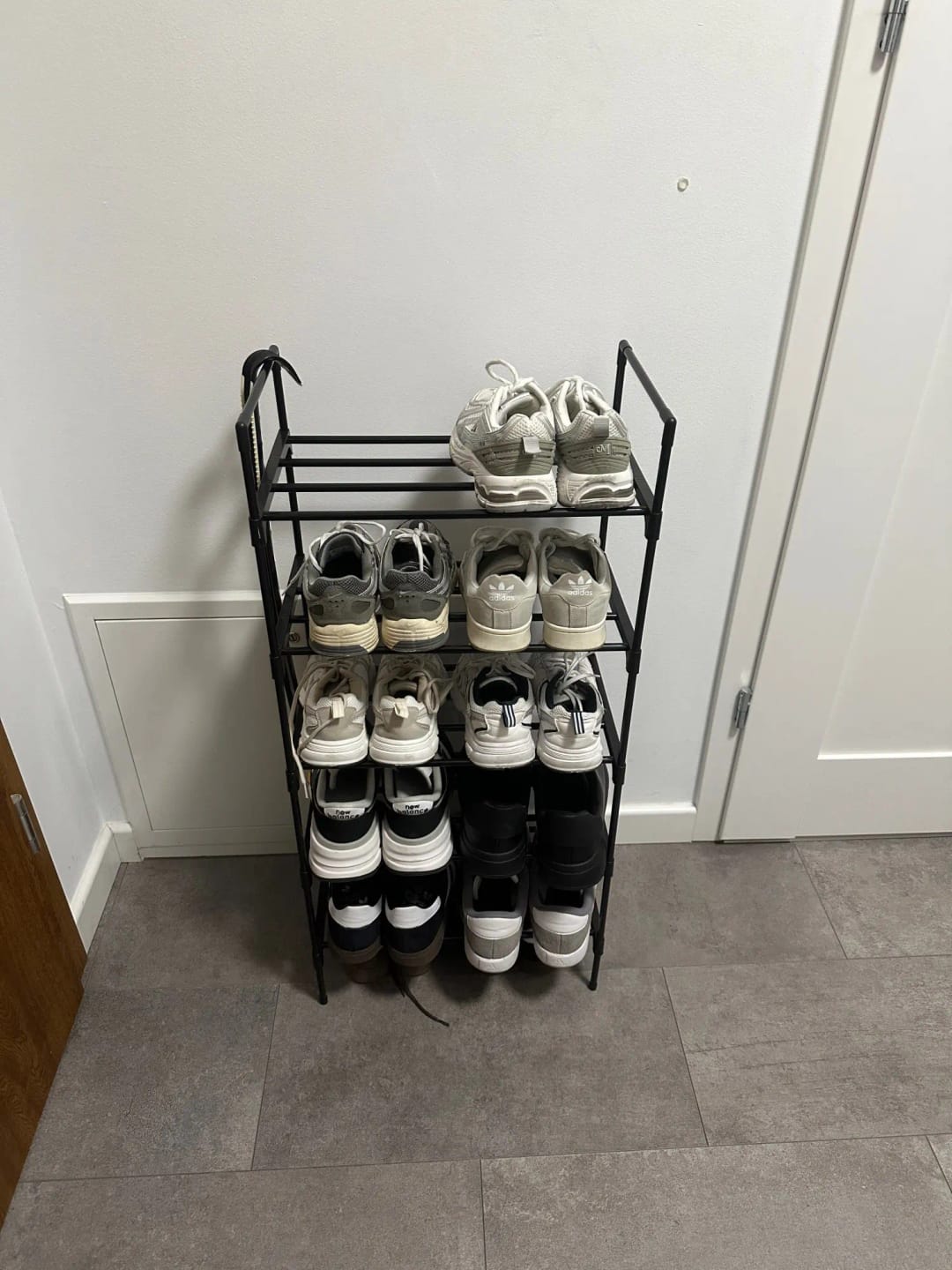 Customer photo review of Adjustable Multi-Tier Metal Shoe Rack for Entryway Storage