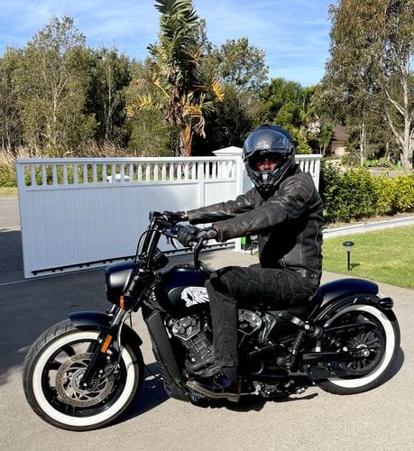 Customer photo review of 'ol Bobber' | Classic Leather Motorbike Jacket | Distressed Charcoal Brown Full Grain Leather