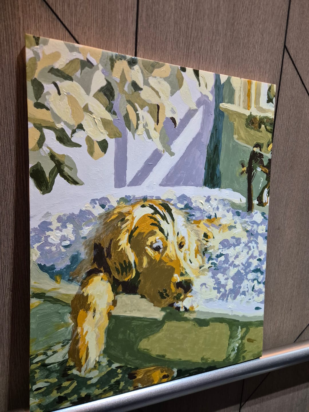 Customer photo review of Golden Retriever in the Bath | Paint by Number