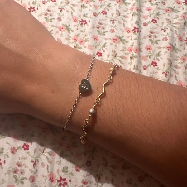 Customer photo review of Matching Initial Heart Bracelet