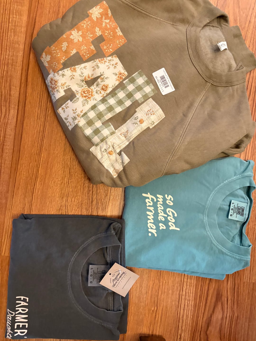 Customer photo review of So God Made a Farmer.' Teal Tee