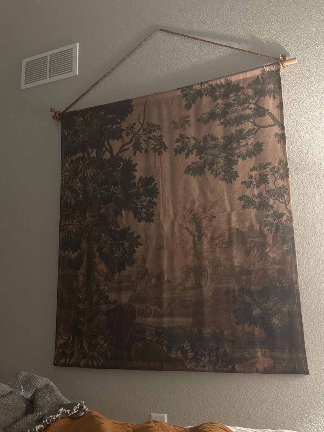 Customer photo review of Golden tapestry linen wall hanging