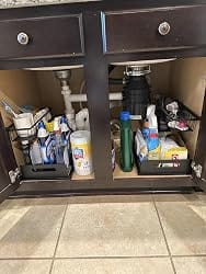 Customer photo review of 2-Tier Under Sink Organizer — Pull-Out Cabinet Drawer for Kitchen, 10.7"W Black Steel