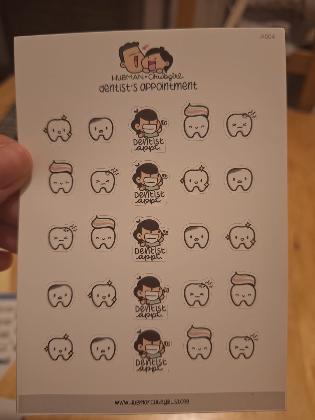 Customer photo review of Dentist Appointment Planner Stickers