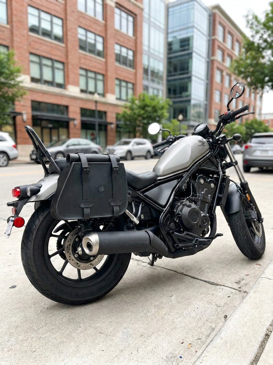 Customer photo review of 30L - SpiritBlade Roll-Top Large Honda Rebel 1100 CMX1100 Motorcycle Leather Saddlebags