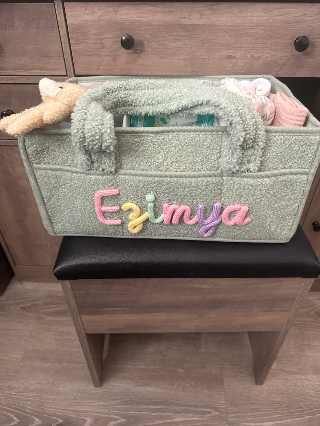 Customer photo review of K&C - Personalized Baby Storage Basket
