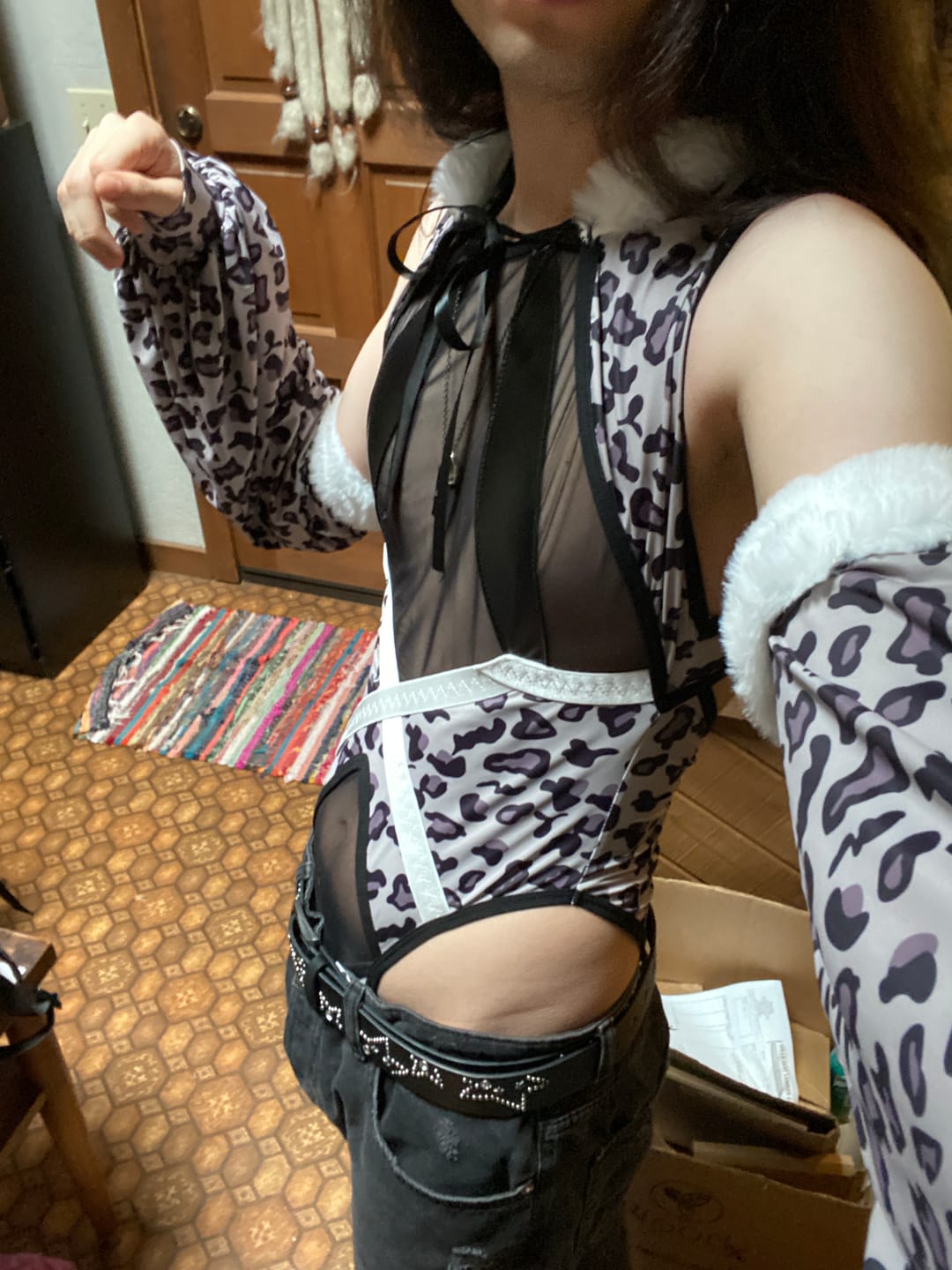 Customer photo review of Snow Leopard Cosplay Bodysuit KO149