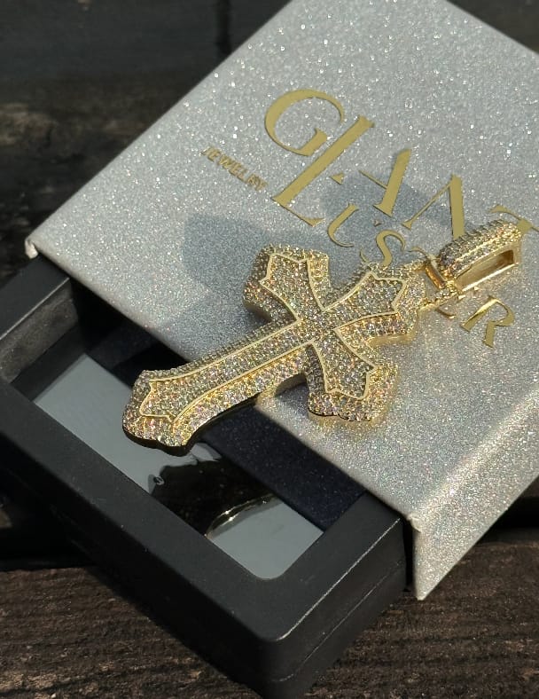 Customer photo review of Iced Out VVS Moissanite Diamond Cross Pendant  925 Silver