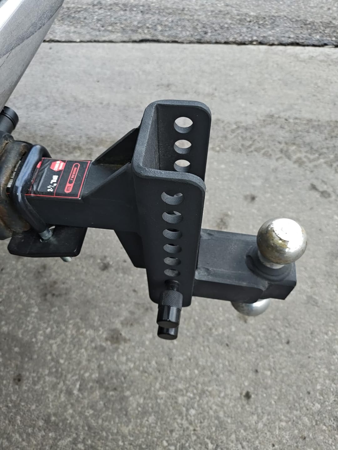 Customer photo review of TYT Adjustable Truck Trailer Hitch for 2 inch Receiver, 6" Drop/Rise Tow Hitch with Dual Balls，Includes Two Pin Locks & Hitch Tightener (2" & 2-5/16")
